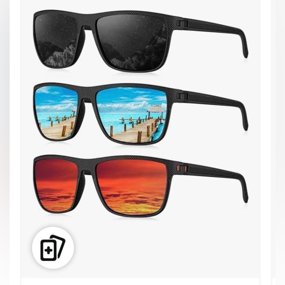 Three pairs of polarized sunglasses